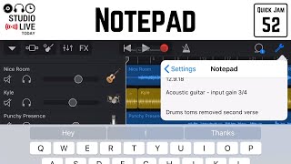 How to use the NOTEPAD in GarageBand iOS iPadiPhone [upl. by Lein]