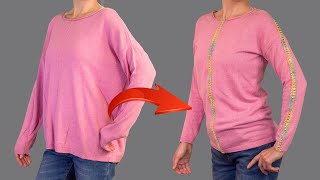 How to downsize a sweater to fit you perfectly  good sewing trick [upl. by Yalahs]