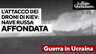 Droni ucraini colpiscono la nave russa Kunikov nel Mar Nero Kiev quotLabbiamo affondataquot [upl. by Wiedmann]