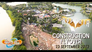 HYPERIA Construction Flyover  230923  Thorpe Park  Project Exodus Rollercoaster Update [upl. by Airdnekal877]