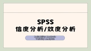 【SPSS 操作】信度分析 Reliability Analysis｜效度分析 Validity Analysis [upl. by Driscoll]