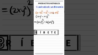 ✅PRODUCTOS NOTABLES CUADRADO DE LA DIFERENCIA DE UN BINOMIO productosnotables [upl. by Lasonde]