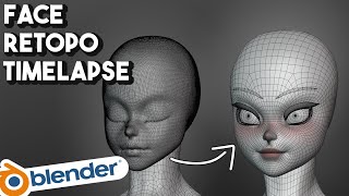 FACE RETOPOLOGY IN BLENDER  TIMELAPSE [upl. by Willock]