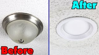 How to Install LED Canless Recessed lighting  Upgrade Flush Mounted Lights [upl. by Matthus]