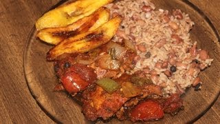 HOW  TO MAKE REAL JAMAICAN STEW CHICKEN  JAMAICAN RICE amp PEAS WITH JAMAICAN PLANTAINS [upl. by Enidan354]