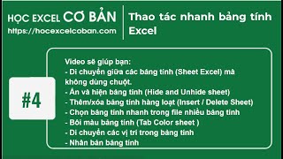 Học Excel cơ bản  4 Tips  Thao tác nhanh bảng tính Excel [upl. by Ynnohj]