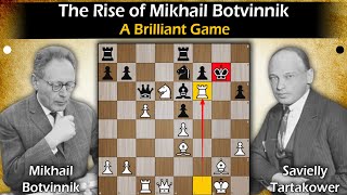 The Rise of Mikhail Botvinnik  Botvinnik vs Tartakower 1936 [upl. by Llednav]