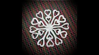 Paper Snowflake  How to make Paper Snowflakes  heart shape  วิธีตัดกระดาษเกล็ดหิมะ [upl. by Innad247]