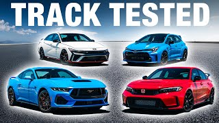 PERFORMANCE CAR CHALLENGE Mustang GT vs GR Corolla vs Civic Type R vs Elantra N [upl. by Akoyin551]