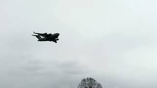 Boeing C17 Globemaster III landing on EPRZ RzeszówJasionka Airport [upl. by Airdnalahs456]