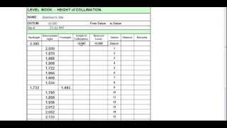 Taking Levels  Height of Collimation Level book [upl. by Marysa]