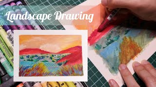 Landscape Drawing using Neocolor II [upl. by Eittah]