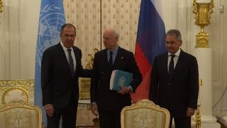 Syria peace talks Russian Lavrov meets de Mistura in Moscow [upl. by Fia]