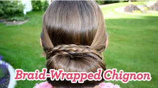 BraidWrapped Chignon  Updos  Cute Girls Hairstyles [upl. by Haeckel]