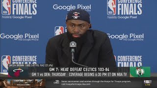 Jaylen Brown Postgame Interview  Boston Celtics lose to Miami Heat 10384 [upl. by Oberg]