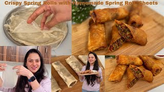 सिर्फ 1 मिनट में Spring Roll With Homemade Spring Roll Sheets Crispy amp Crunchy Spring Rolls Snacks [upl. by Valleau]