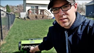 How To Dethatch and Overseed a Lawn  Greenworks Dethatcher [upl. by Hultin]