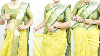 Stylish Organza Silk Saree Draping Perfectly  Easy Saree Drape Tips amp Tricks for Beginners [upl. by Pietje391]