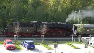 50 3616 des VSE dampft am 2292024 mit der quotErzgebirgischen Aussichtsbahnquot aus dem Bahnhof Annaberg [upl. by Rinum]