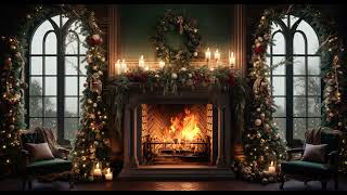 Christmas Ambience 🎄  Winter Fireplace Burning [upl. by Ellehcin188]