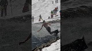 Fail Girl Pond Skims  Water Slide Challenge Grimentz 34 snowboarding switzerland suisse [upl. by Imas385]