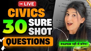 Civics TOP 30 questions for Social science🔥 Don’t study Anything after this 😎 Class 10 Boards [upl. by Nikral]