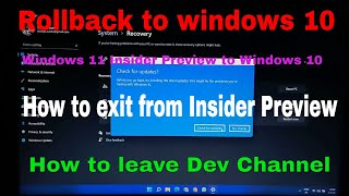 Rollback From Windows 11 Insider Preview to windows 10  100 Worked  TeluguTech by Shreyas [upl. by Anaid459]