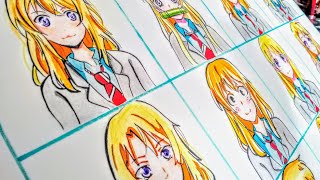 Drawing KAORI MIYAZONO in different styles  Kaori miyazono Drawing Your lie in April [upl. by Nnaarat]