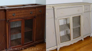 Old China buffet transformation sped up video chalk paint makeover [upl. by Aserehs247]