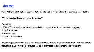 Under WHMIS 2015 hazardous chemicals are sorted by [upl. by Dranreb]