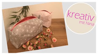 Kosmetiktasche nähen Größe flexibel ❤️😍 ohne Schnittmuster für Anfänger  Kulturbeutel  sew easy [upl. by Ariaz]