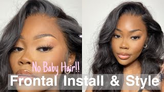 BEST PrePlucked Frontal No Baby Hair Install amp Curls ft Nadula Hair [upl. by Alol]