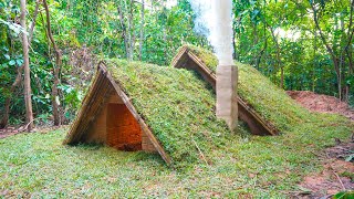 Build Modern Grass Roof Hut Underground by Ancient Skills [upl. by Asserak985]