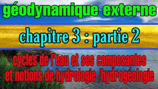 Géodynamique externe  cycle de leau et ses composantes et notions dhydrologie et hydrogéologie s2 [upl. by Yrogerg]