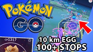 Pokemon Go  TOO MANY POKESTOPS 10km Egg Hatch Evolving [upl. by Ozner]