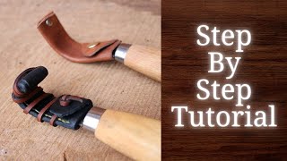 How To Make A Leather Sheath For A Spoon  Hook Knife  Lee Stoffer [upl. by Canale]