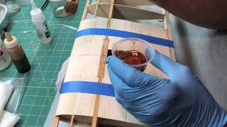 Barnstormer 25S Vintage RC Plane Build 12 fiberglassing wing part 1 [upl. by Sylram]