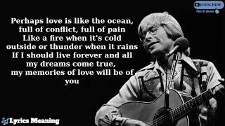 John Denver  Perhaps Love  Lyrics Meaning [upl. by Bolte]