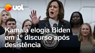 Kamala cita legado incomparável em primeiro discurso após Biden desistir veja vídeo [upl. by Amitarp621]