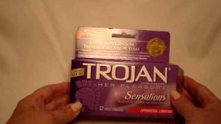 Trojan Her Pleasure Sensations Spermicidal Condoms  Inside the Box [upl. by Sharpe114]