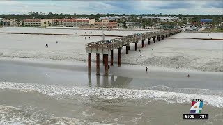 Beachgoers surprised to see St Augustine Beach pier touching water again [upl. by Goodson125]