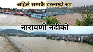 नारायणी नदीले सिमा नाध्यो अहिले सम्मकै डरलाग्दो रुप flood in narayani river 20810612 [upl. by Eedya]