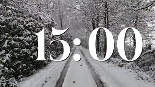 15 Minute Timer  Winter Snowy Road  Sound at the End  Ambient Music [upl. by Santana]