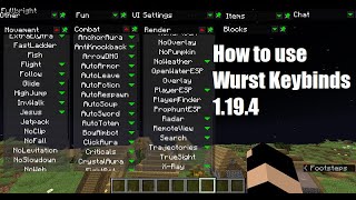 How to use Wurst Hacked client keybinds 1194 Tutorial [upl. by Uno]