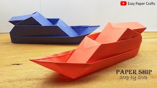 How to Make Paper Ship Step by Step  Paper Boat Craft  Origami Ship  Easy Paper Crafts [upl. by Yntruoc]