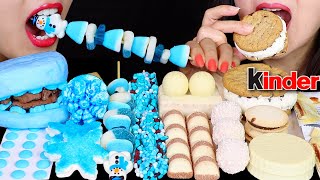 ASMR BLUE GUMMY CANDY KABOB KINDER BUENO NERDS ROPE COTTON CANDY MARSHMALLOW CRYSTAL ICE CONE 먹방 [upl. by Aros381]