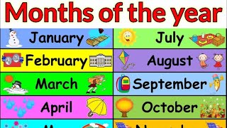 Months of the Year with Spellings Slow Version For Kids Preschool Learning  Learn Month Names [upl. by Betthel]