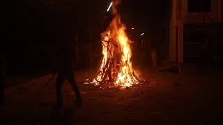 Holika Dahan By People a Festival Ritual in India Holi Bonfire Festival of Colours [upl. by Ainot]