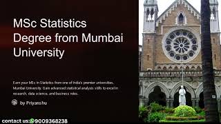 MSc Statistics from Mumbai University Overview Admission Fees Hostel Scholarship [upl. by Boelter]