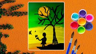 Easy Sunset Painting Idea  Secrets Color With Shahid [upl. by Ultun]